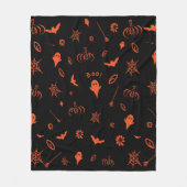 Cute Spooky Ghost Black Orange Halloween Fleece Deken (Voorkant)