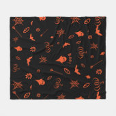 Cute Spooky Ghost Black Orange Halloween Fleece Deken (Voorkant (Horizontaal))