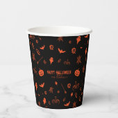 Cute Spooky Ghost Black Orange Halloween Papieren Bekers (Achterkant)