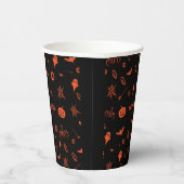 Cute Spooky Ghost Black Orange Halloween Papieren Bekers (Rechts)