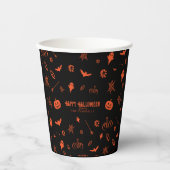 Cute Spooky Ghost Black Orange Halloween Papieren Bekers (Voorkant)