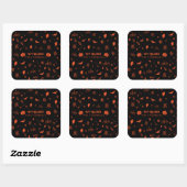 Cute Spooky Ghost Black Orange Halloween Vierkante Sticker (Vel)