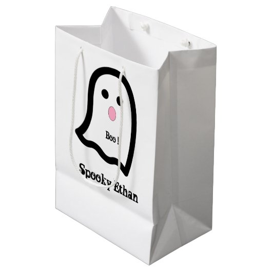 Cute Spooky Ghost Boo Medium Cadeauzakje (Voorkant Gekanteld)