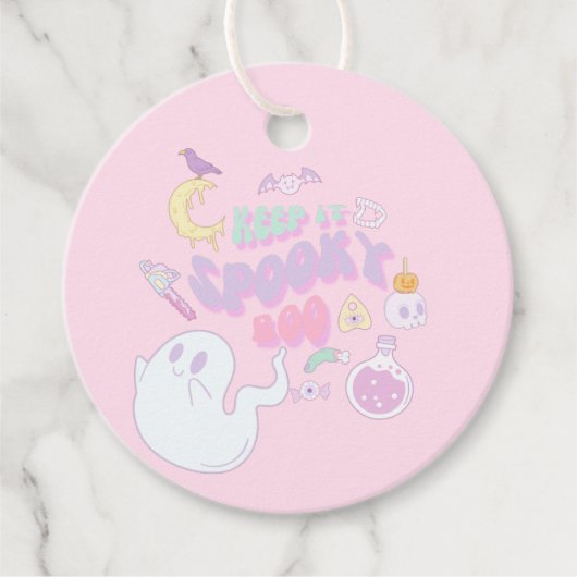 Cute Spooky Ghost & Gang Pastel Halloween Bedankjes Labels (Voorkant)