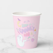 Cute Spooky Ghost & Gang Pastel Halloween Papieren Bekers (Achterkant)