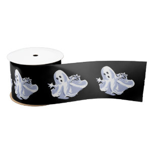 Cute Spooky Ghosts op zwart Satijnen Lint