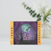 Cute Spooky Gothic Vampire Halloween Briefkaart (Staand voorkant)