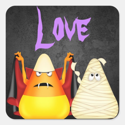 Cute Spooky Halloween Candy Corn LOVE Stickers (Voorkant)