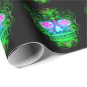 Cute Spooky Halloween Day of Dead Sugar Skull Cadeaupapier (Rol Hoek)