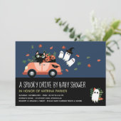 Cute Spooky Halloween Drive by Blue Baby shower Kaart (Staand voorkant)