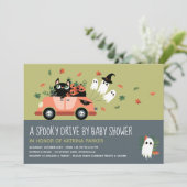 Cute Spooky Halloween Drive by Green Baby shower Kaart (Staand voorkant)