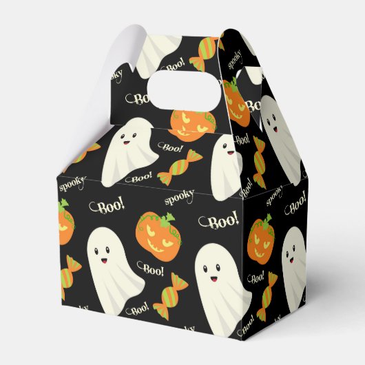 Cute Spooky Halloween Ghost Pumpkin Snoep Patroon Bedankdoosjes (Voorkant Zijde)