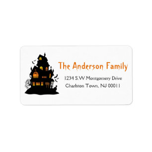Cute Spooky Halloween Haunted House Etiket