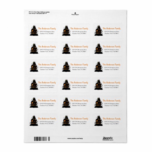 Cute Spooky Halloween Haunted House Etiket (Full Sheet)