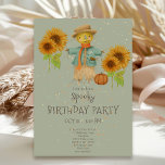 Cute Spooky Halloween Kids Birthday Uitnodiging<br><div class="desc">Dit -geïnspireerde patroon met een scarecrow,  pompoen en herfst thema is de perfecte aanvulling op Halloween en Thanksgiving decor. Ik nodig u uit andere producten uit dit collectie te zien</div>