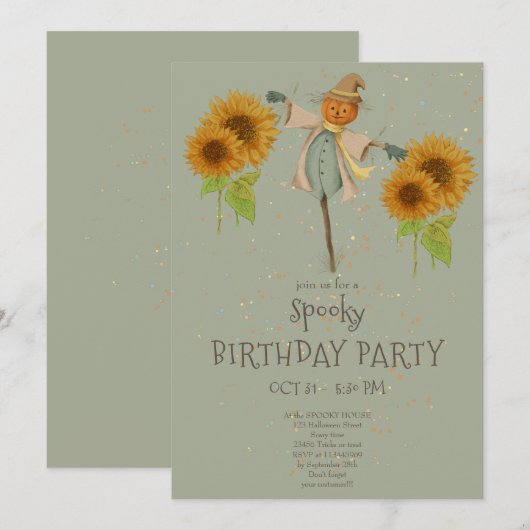 Cute Spooky Halloween Kids Birthday Uitnodiging (Voorkant / Achterkant)