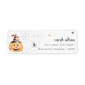 Cute Spooky Halloween Pumpkin Spider Adres Etiket (Voorkant)