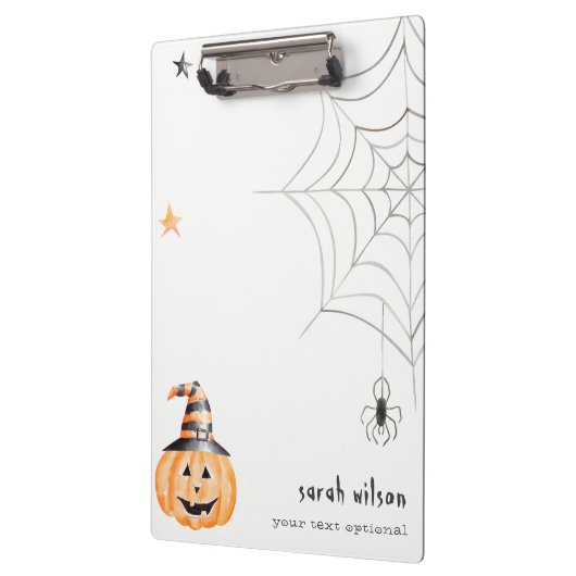Cute Spooky Halloween Pumpkin Spider Web Stars Klembord (Links)