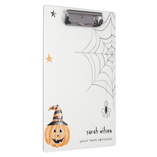 Cute Spooky Halloween Pumpkin Spider Web Stars Klembord (Rechts)