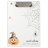 Cute Spooky Halloween Pumpkin Spider Web Stars Klembord (Voorkant)