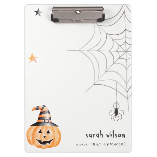 Cute Spooky Halloween Pumpkin Spider Web Stars Klembord (Voorkant)