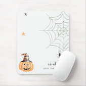 Cute Spooky Halloween Pumpkin Spider Web Stars Muismat (Met muis)