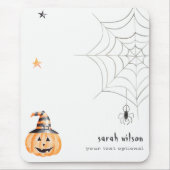 Cute Spooky Halloween Pumpkin Spider Web Stars Muismat (Voorkant)
