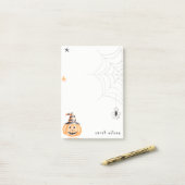 Cute Spooky Halloween Pumpkin Spider Web Stars Post-it® Notes (Op bureau)