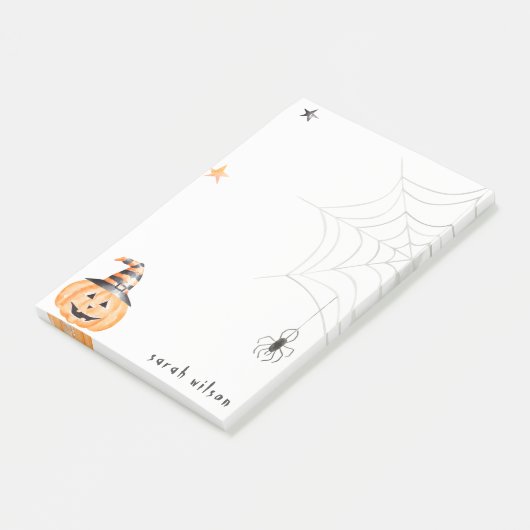 Cute Spooky Halloween Pumpkin Spider Web Stars Post-it® Notes (Schuin)