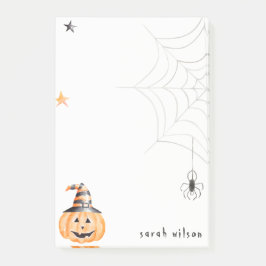 Cute Spooky Halloween Pumpkin Spider Web Stars Post-it® Notes