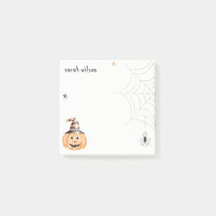 Cute Spooky Halloween Pumpkin Spider Web Stars Post-it® Notes