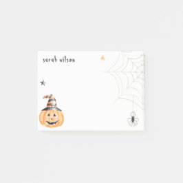 Cute Spooky Halloween Pumpkin Spider Web Stars Post-it® Notes