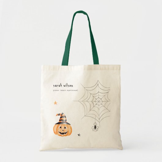 Cute Spooky Halloween Pumpkin Spider Web Stars Tote Bag (Voorkant)