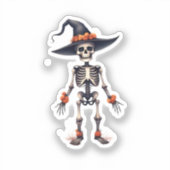Cute Spooky Halloween Sticker – Skelet Vibe (Voorkant)