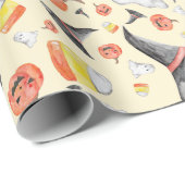 Cute Spooky Halloween Waterverf Witch Ghost Jack Cadeaupapier (Rol Hoek)