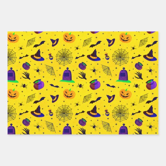 Cute Spooky Halloween Wrapping Paper Sheet Trio (Voorkant 3)