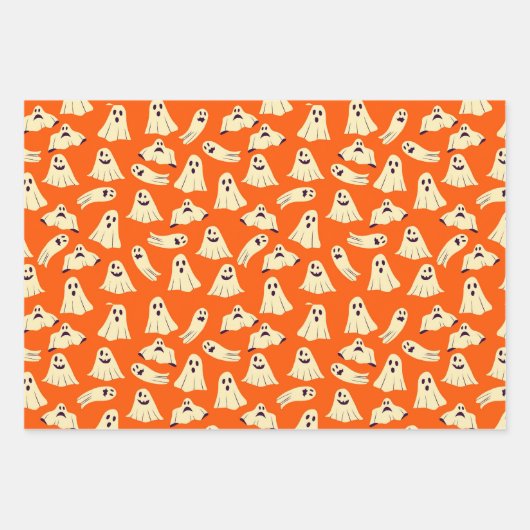 Cute Spooky Halloween Wrapping Paper Sheet Trio (Voorkant)