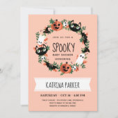 Cute Spooky Halloween Wreath Blush Baby shower Kaart (Voorkant)