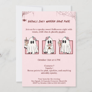 Cute & Spooky Kawaii Halloween-feestuitnodiging Kaart