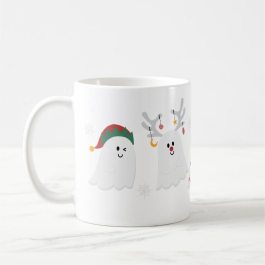 Cute Spooky-kerstgeesten Koffiemok (Links)