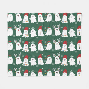 Cute Spooky Kerstmis Ghost Fleece Blanket