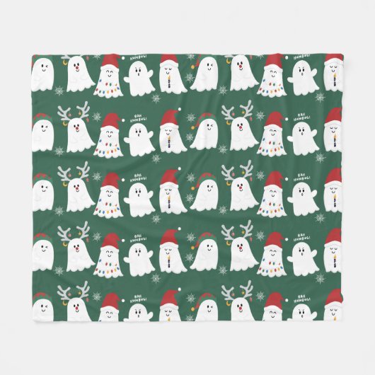 Cute Spooky Kerstmis Ghost Fleece Blanket (Voorkant (Horizontaal))