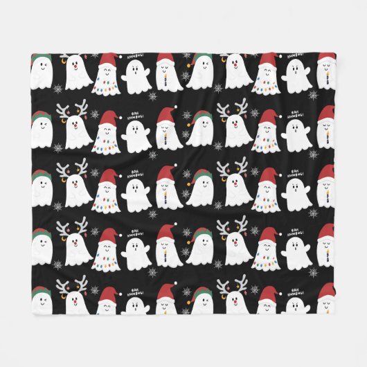 Cute Spooky Kerstmis Ghost Fleece Blanket Deken (Voorkant (Horizontaal))