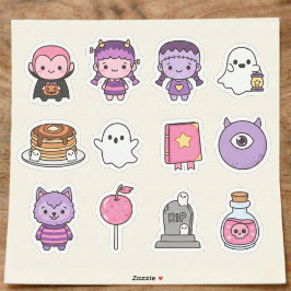 Cute Spooky Little Monsters And Treats Stickers