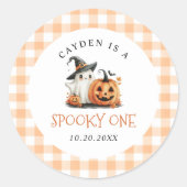 Cute Spooky One Halloween Ghost 1st Birthday Ronde Sticker (Voorkant)