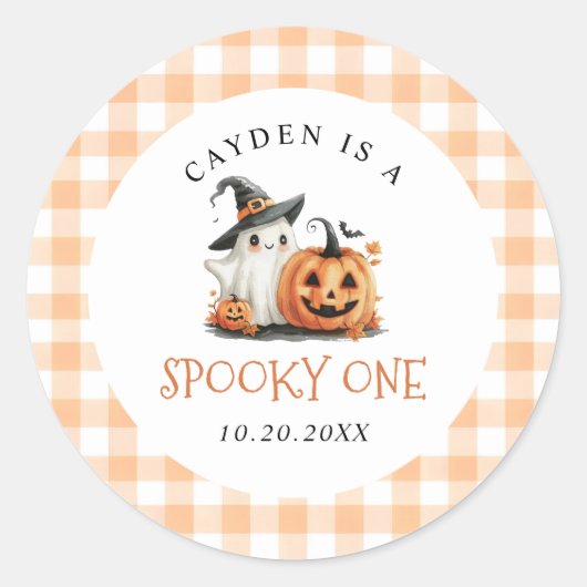 Cute Spooky One Halloween Ghost 1st Birthday Ronde Sticker (Voorkant)