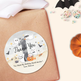 Cute Spooky One Little Boo Ghost Thank You   Ronde Sticker