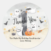 Cute Spooky One Little Boo Ghost Thank You   Ronde Sticker (Voorkant)