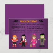 Cute Spooky Paarse Halloween-feest Kaart (Voorkant / Achterkant)