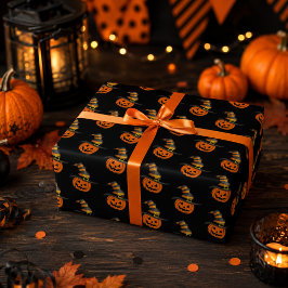 Cute Spooky Pompoen Heksenhoed Halloween Cadeaupapier